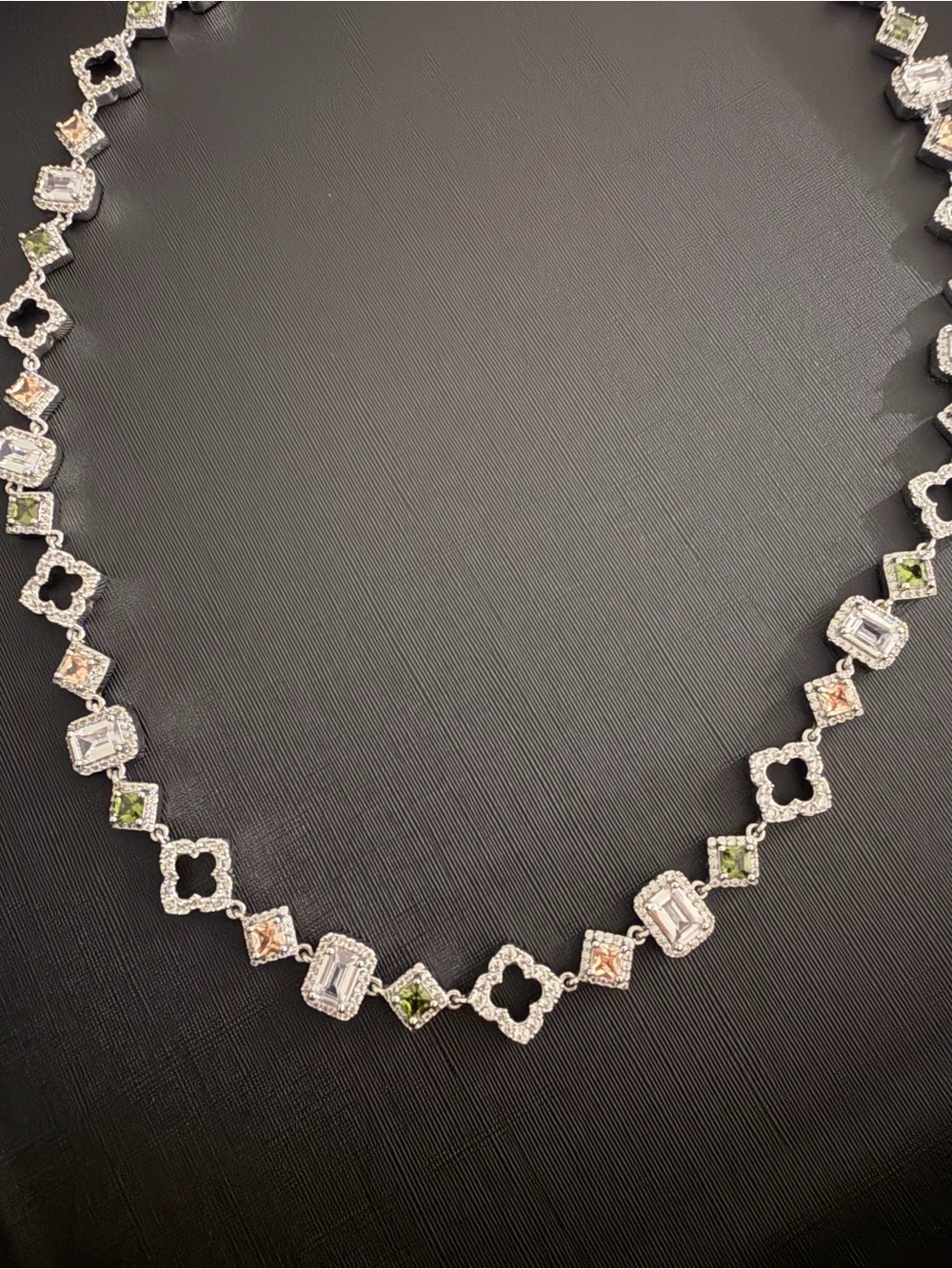 Men's Hommes Oro Veyonte Midas Gemstone Chain Necklace 22” silver Rhodium